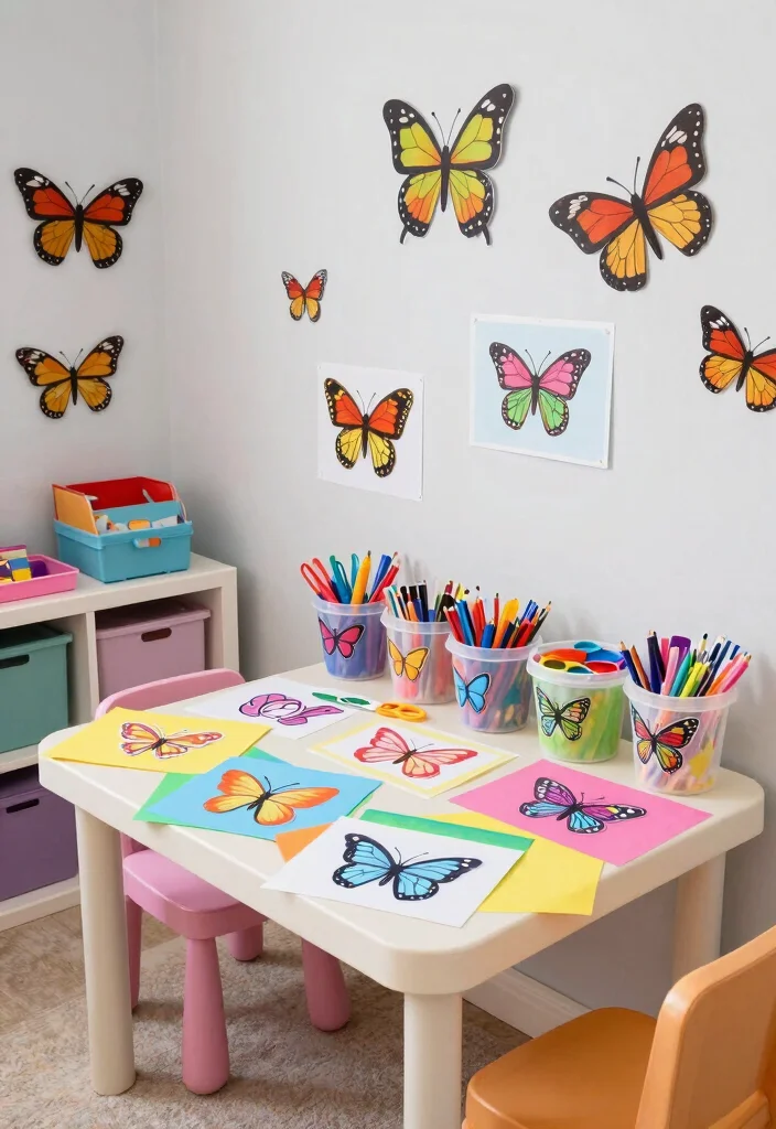 15 Butterfly Bedroom Ideas Kids Will Love - 15. DIY Butterfly Crafts Station 1