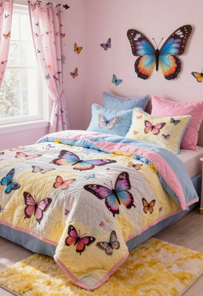 15 Butterfly Bedroom Ideas Kids Will Love - 2. Enchanted Butterfly Bedding Sets 1
