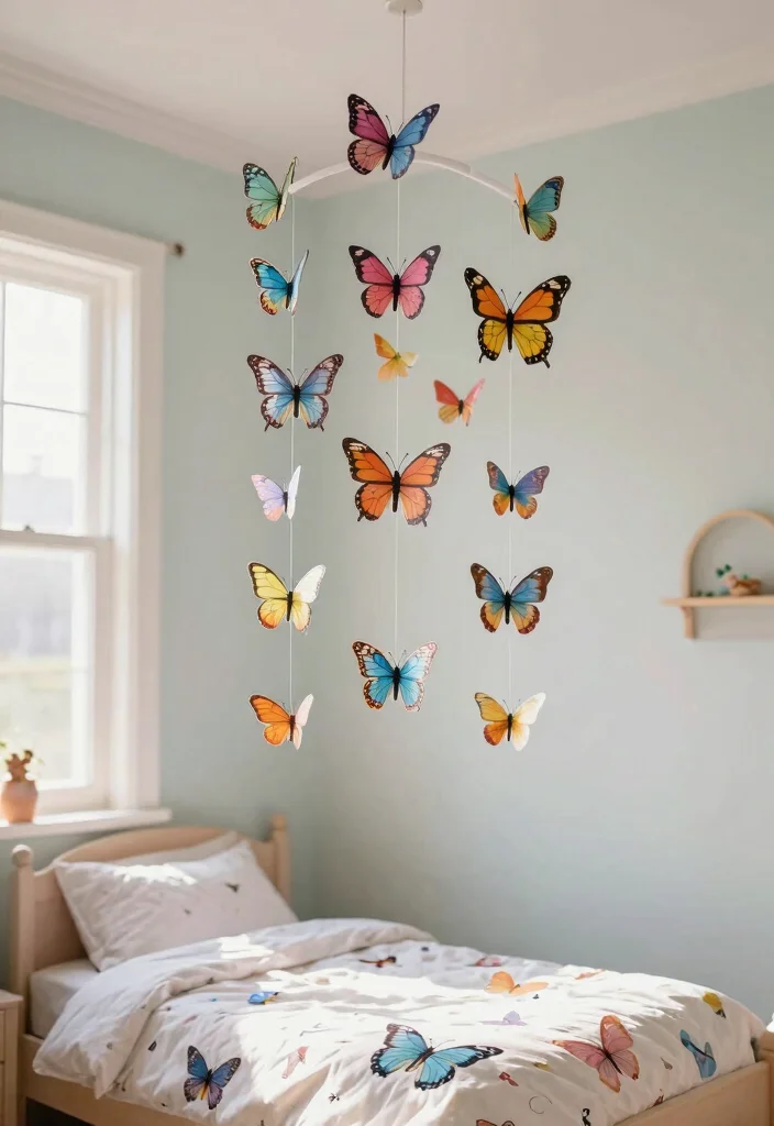 15 Butterfly Bedroom Ideas Kids Will Love - 4. Whimsical Butterfly Mobile 1