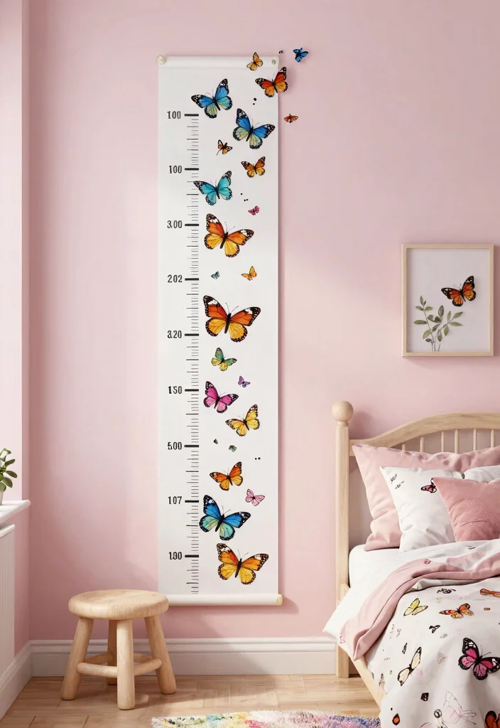 15 Butterfly Bedroom Ideas Kids Will Love - 6. Butterfly Growth Charts 1