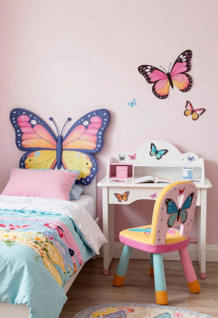 15 Butterfly Bedroom Ideas Kids Will Love - 9. Butterfly-Themed Furniture 1