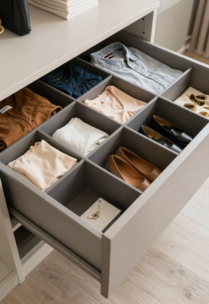 15 Closet Ideas for Small Bedrooms: Smart Space-Saving Storage - 10. Use Drawer Dividers 1
