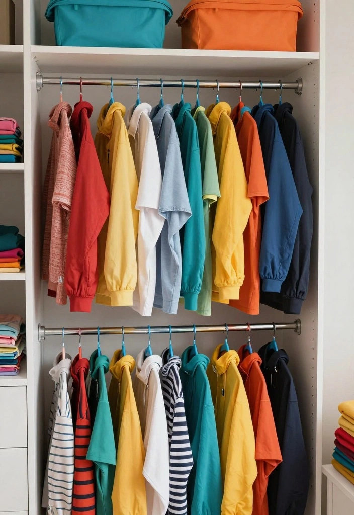15 Closet Ideas for Small Bedrooms: Smart Space-Saving Storage - 11. Use Color Coordination 1