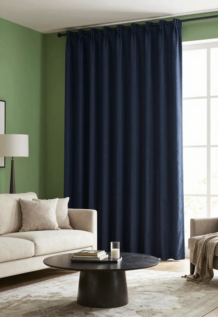 15 Curtains for Green Walls Living Room Ideas Perfect Pairings - 15. Classic Blackout Curtains for Practical Elegance 1