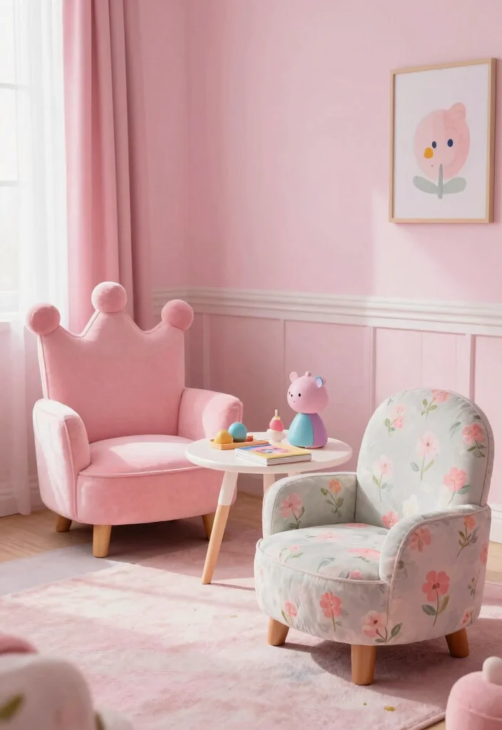 15 Girly Pink Bedroom Princesses Ideas: Cute and Whimsical - 6. Playful Accent Chairs 1