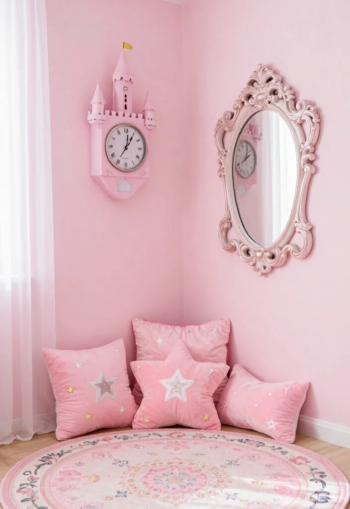 15 Girly Pink Bedroom Princesses Ideas: Cute and Whimsical - 9. Fairy Tale Accessories 1
