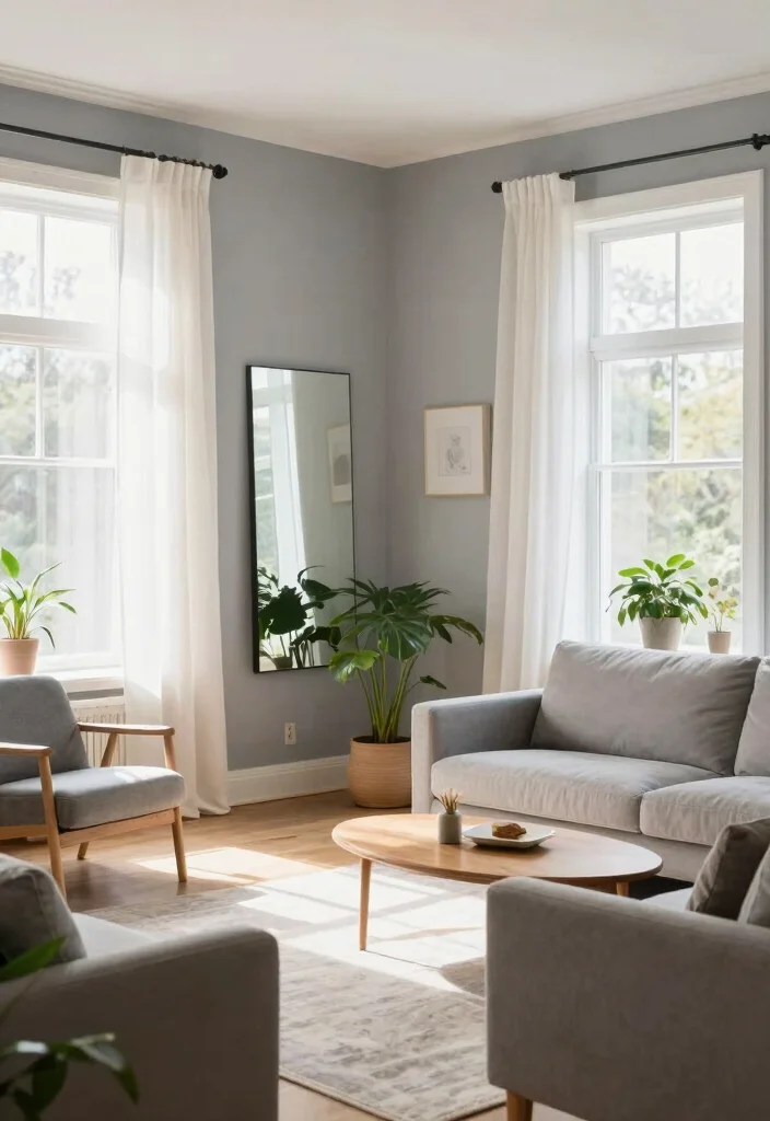 15 Grey Feature Wall Living Room Ideas for a Modern Neutral Style - 14. Natural Light Enhancement 1