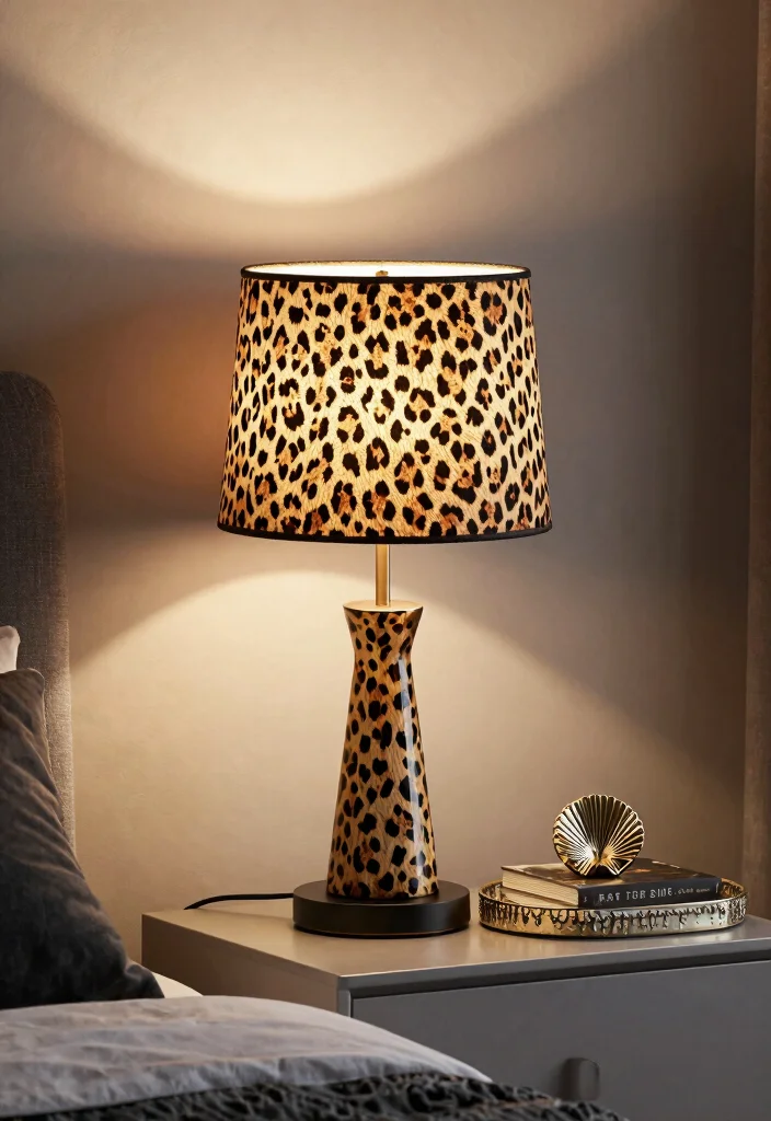 15 Leopard Print Bedroom Ideas Bold Glam Style - 10. Leopard Print Lighting for Added Drama 1