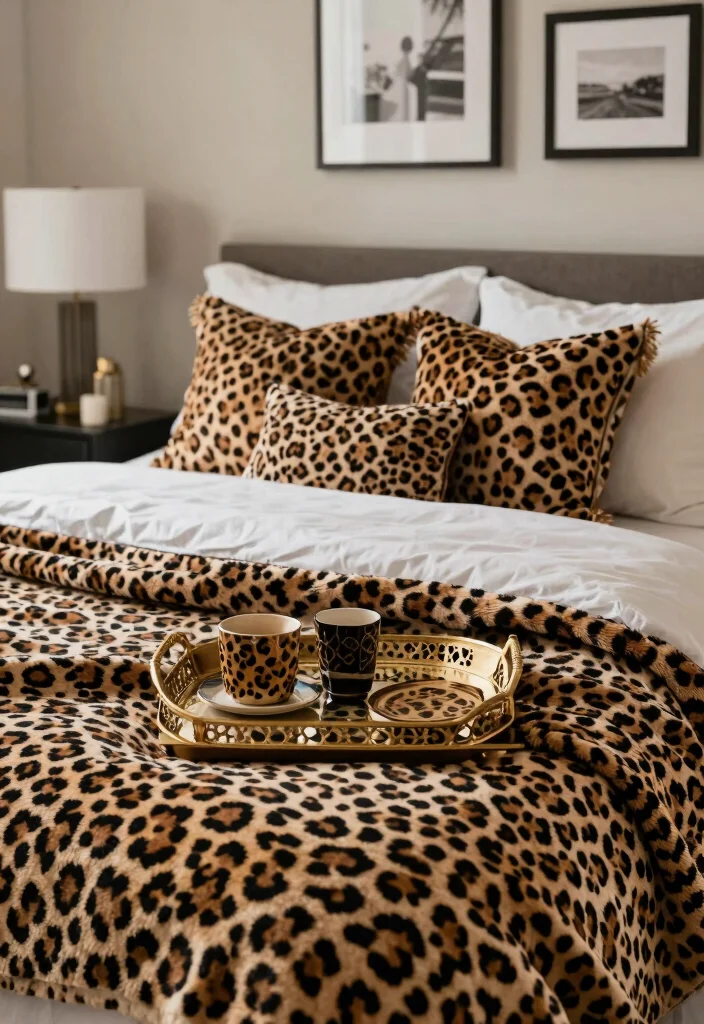 15 Leopard Print Bedroom Ideas Bold Glam Style - 11. Glamming Up with Leopard Print Accessories 1