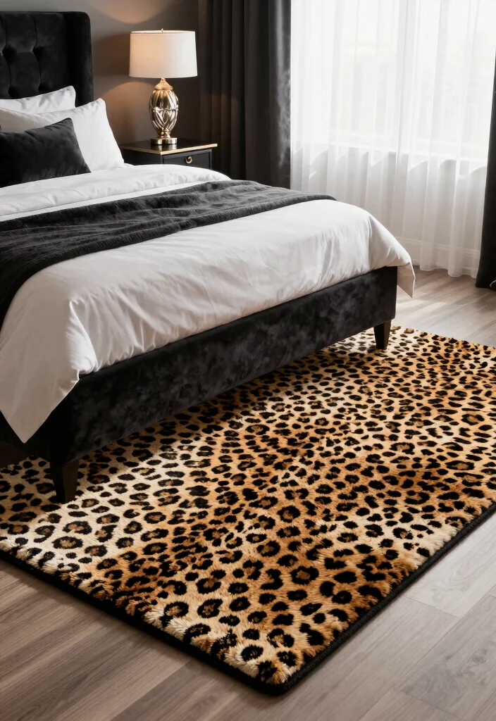 15 Leopard Print Bedroom Ideas Bold Glam Style - 3. Glamorous Leopard Print Rugs 1