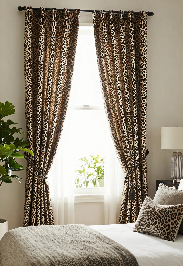 15 Leopard Print Bedroom Ideas Bold Glam Style - 4. Leopard Print Curtains for a Dramatic Touch 1