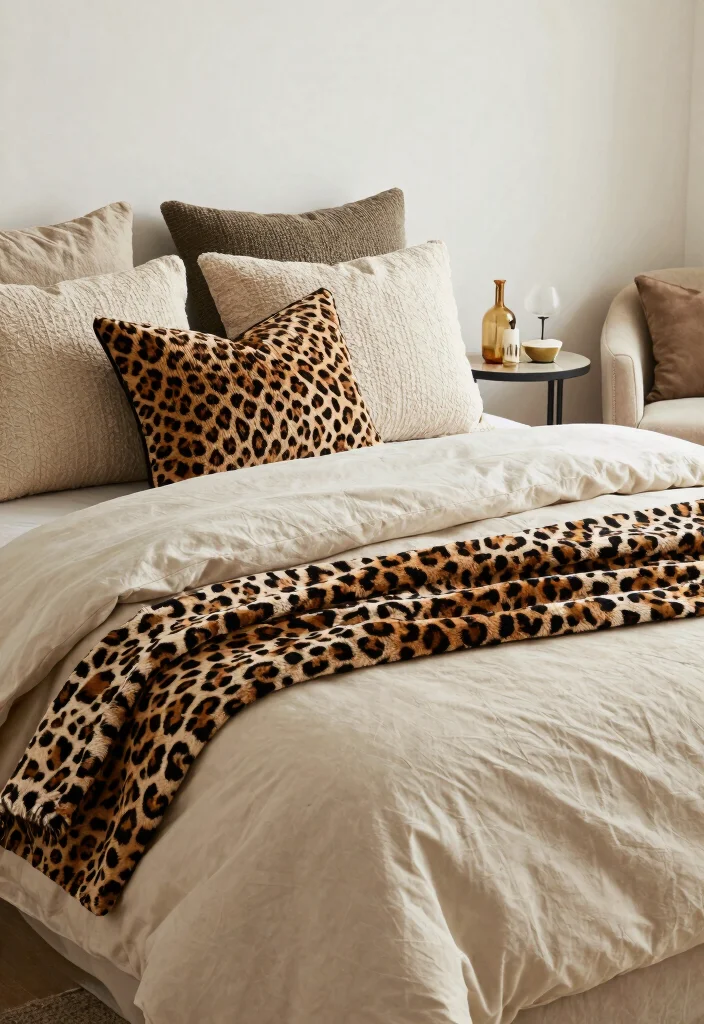 15 Leopard Print Bedroom Ideas Bold Glam Style - 5. Leopard Print Throw Pillows for Subtle Accents 1