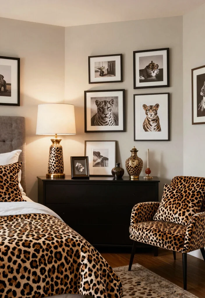 15 Leopard Print Bedroom Ideas Bold Glam Style - 6. Leopard Print Accents Around the Room 1