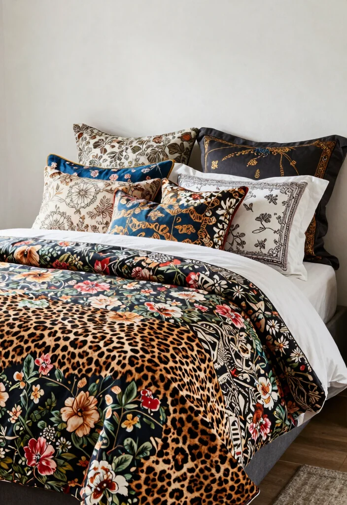 15 Leopard Print Bedroom Ideas Bold Glam Style - 8. Mixing Leopard Print with Other Patterns 1