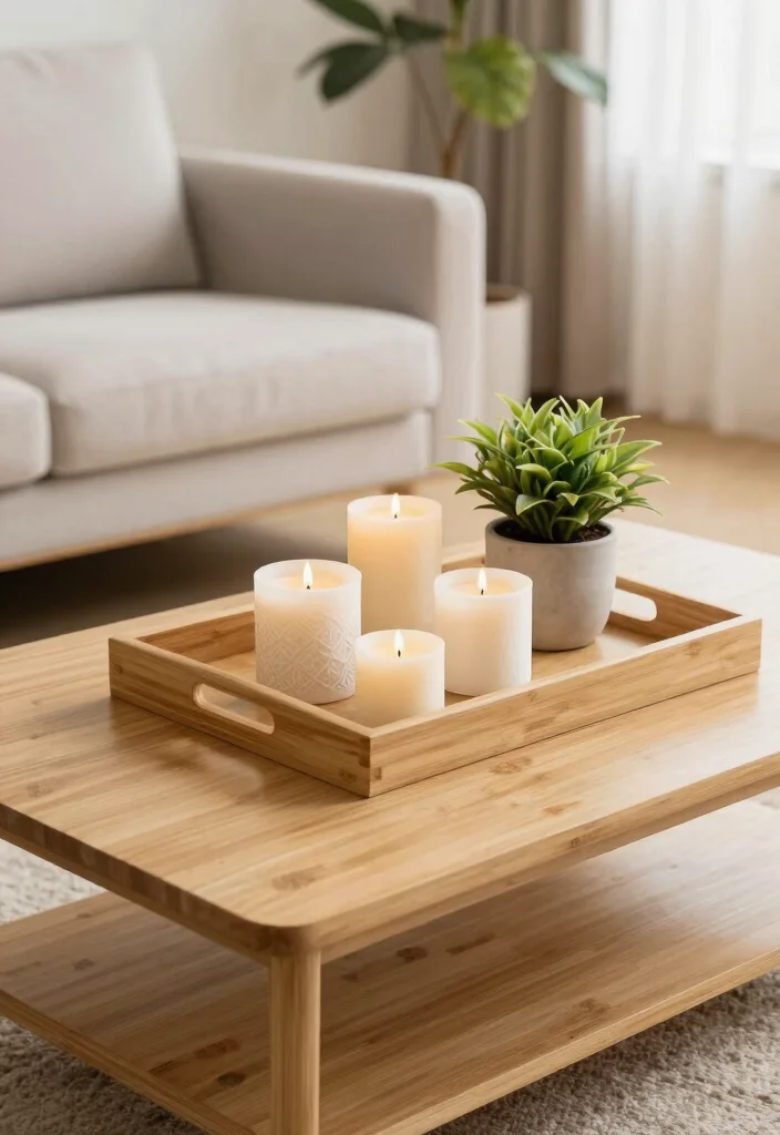 15 Living Room Table Ideas Functional Centerpieces - 11. Chic Tray Displays 1