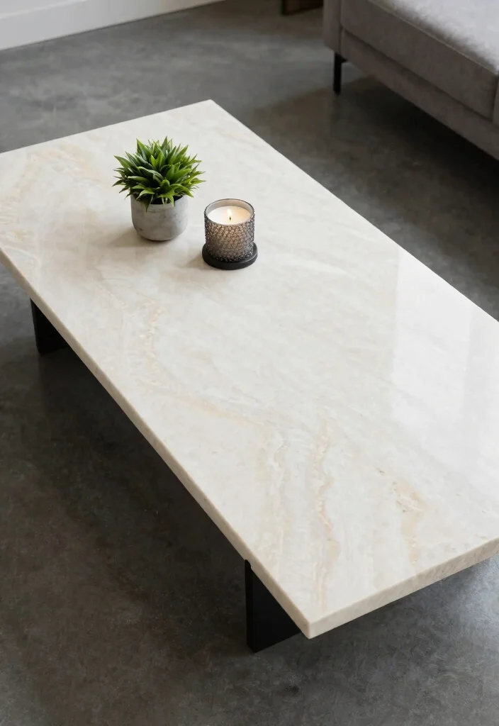 15 Living Room Table Ideas Functional Centerpieces - 13. Minimalist Stone Slabs 1
