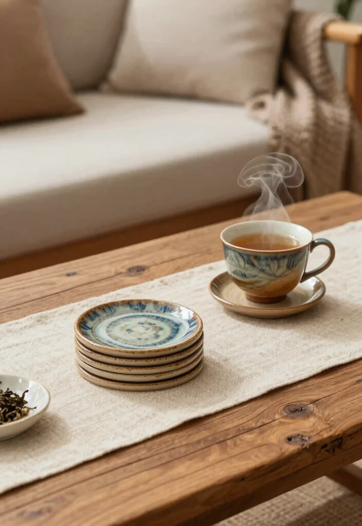 15 Living Room Table Ideas Functional Centerpieces - 4. Handmade Ceramic Coasters 1