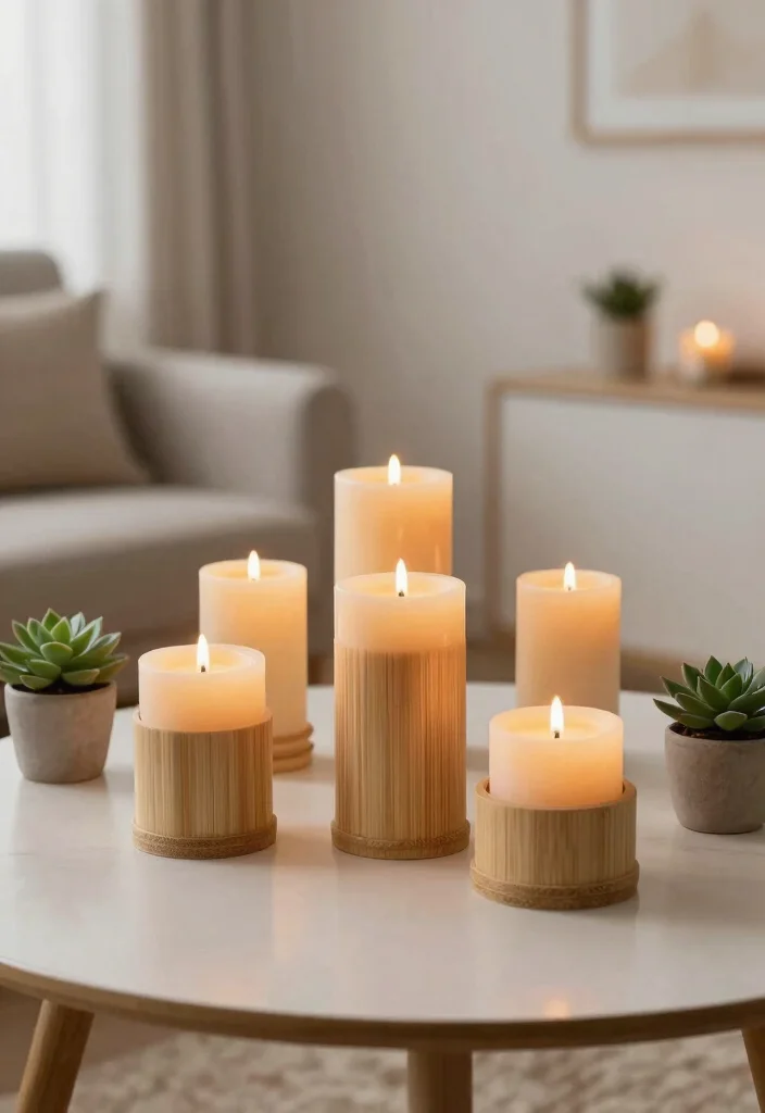 15 Living Room Table Ideas Functional Centerpieces - 5. Eco-Friendly Candles 1