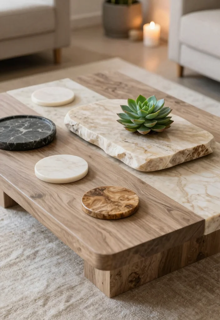 15 Living Room Table Ideas Functional Centerpieces - 8. Natural Stone Accents 1