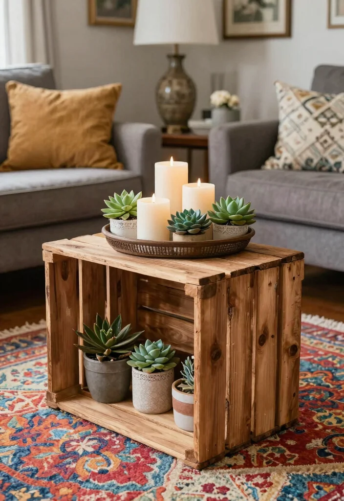 15 Living Room Table Ideas Functional Centerpieces - 9. Upcycled Furniture Pieces 1