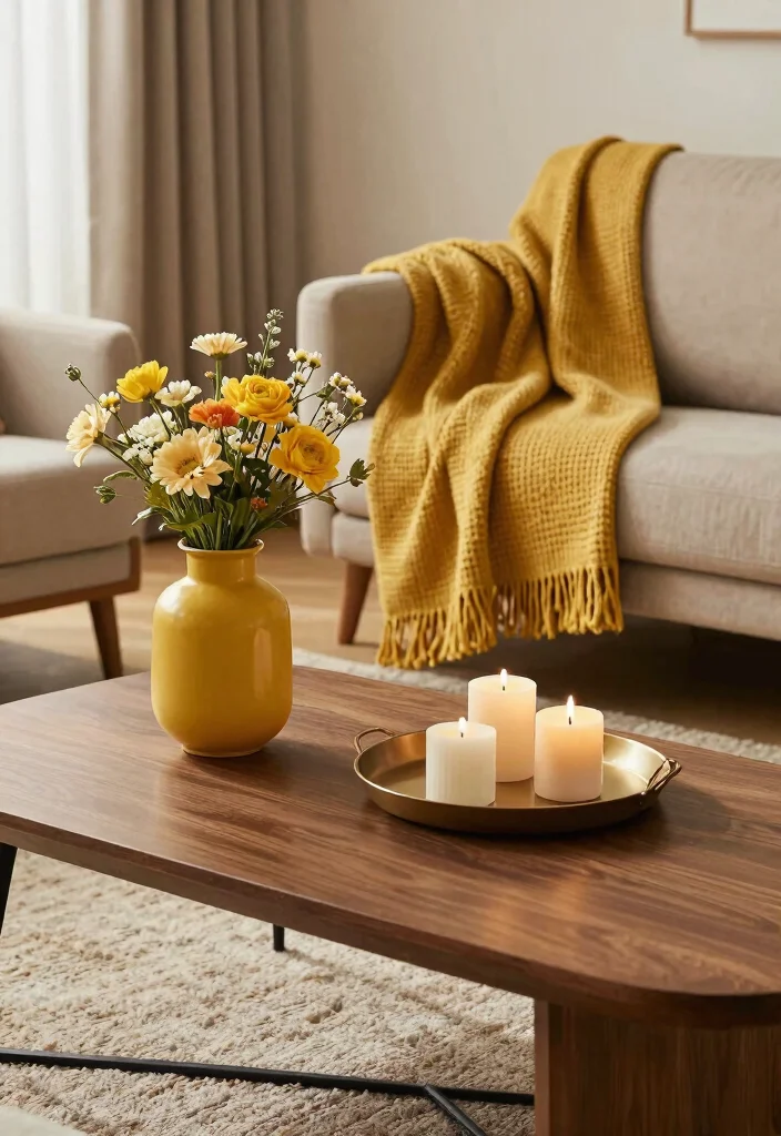 15 Mustard Living Room Decor Ideas: Warm Bold Accents - 9. Mustard Decor Accents 1