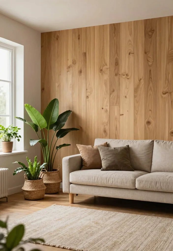 15 PVC Wall Design for Living Room Ideas Modern and Affordable - 3. Nature-Inspired Textures 1