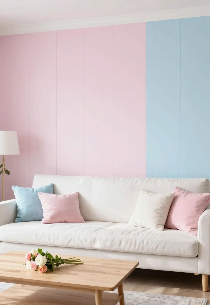 15 PVC Wall Design for Living Room Ideas Modern and Affordable - 6. Soft Pastel Panels 1