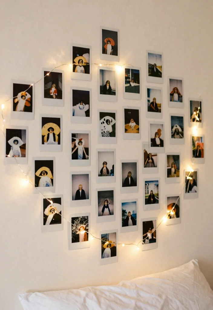 15 Photo Wall Collage Bedroom Ideas: Personal and Trendy - 13. Fun Polaroid Style 1