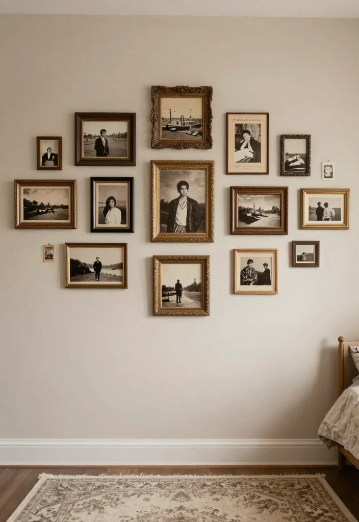 15 Photo Wall Collage Bedroom Ideas: Personal and Trendy - 2. Vintage Vibe 1