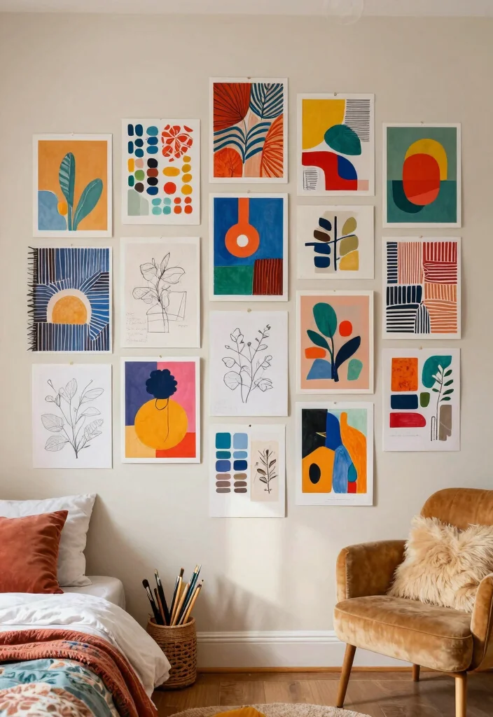 15 Photo Wall Collage Bedroom Ideas: Personal and Trendy - 3. Artistic Expression 1