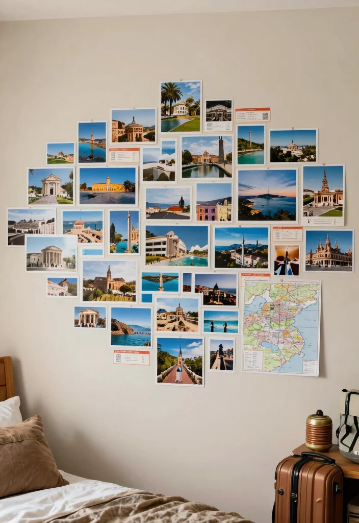 15 Photo Wall Collage Bedroom Ideas: Personal and Trendy - 4. Travel Memories 1
