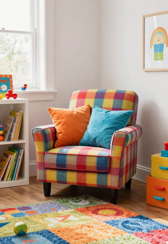 15 Plaid Chairs Living Room Ideas: Cozy Classic Patterns - 9. Playful Kids’ Space 1