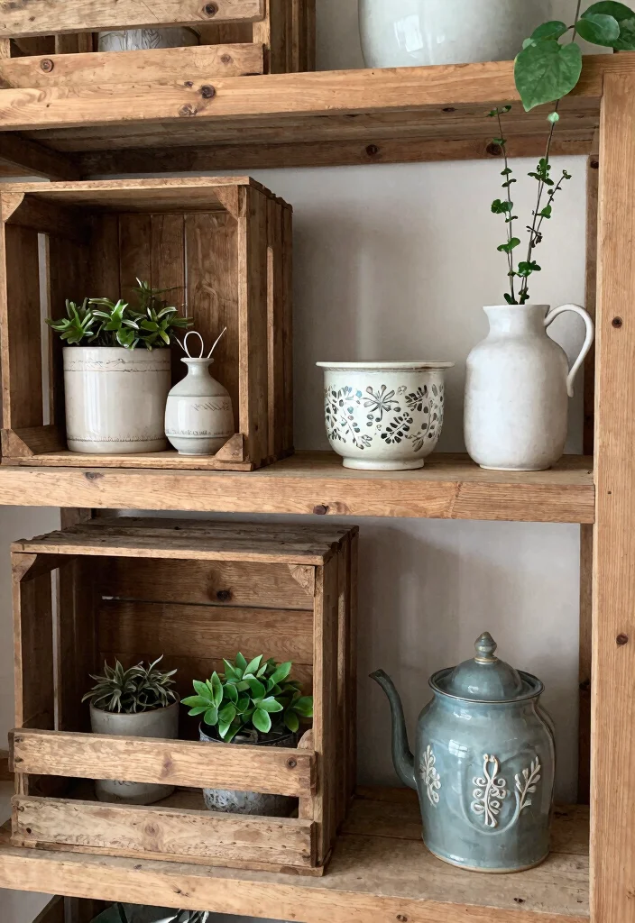 15 Shelf Decor Living Room Vintage Ideas: Timeless Styling - 10. Rustic Wood Accents 1