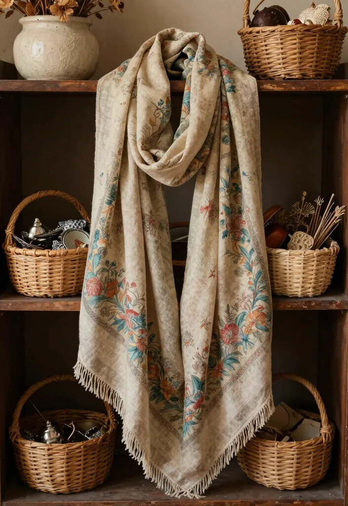 15 Shelf Decor Living Room Vintage Ideas: Timeless Styling - 13. Incorporate Textiles 1