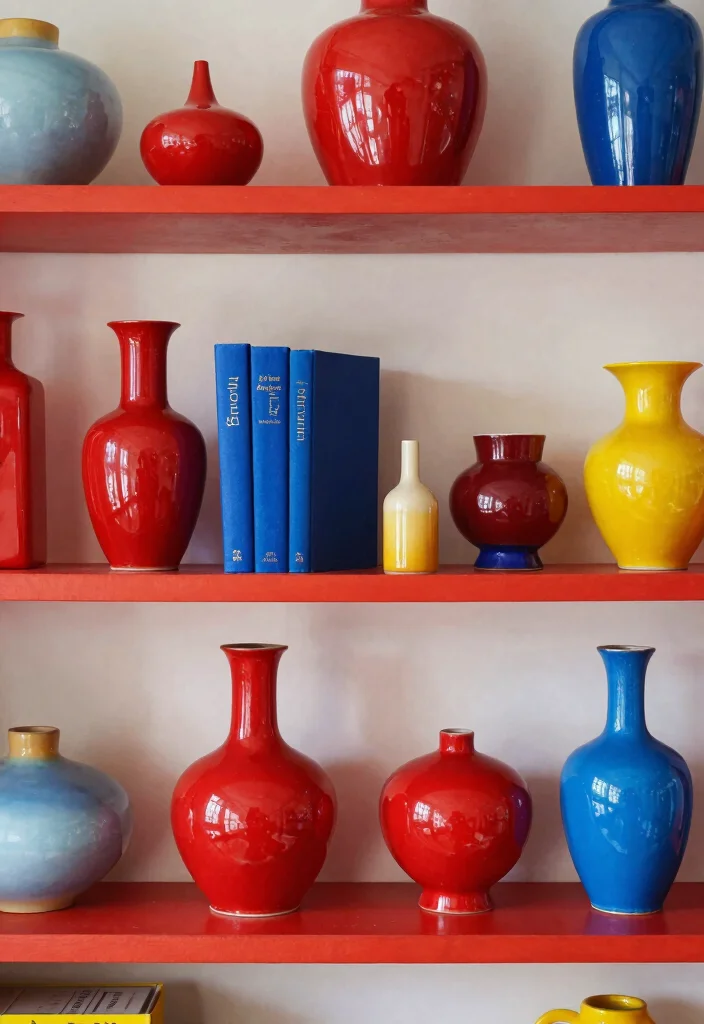 15 Shelf Decor Living Room Vintage Ideas: Timeless Styling - 7. Bold Color Schemes 1