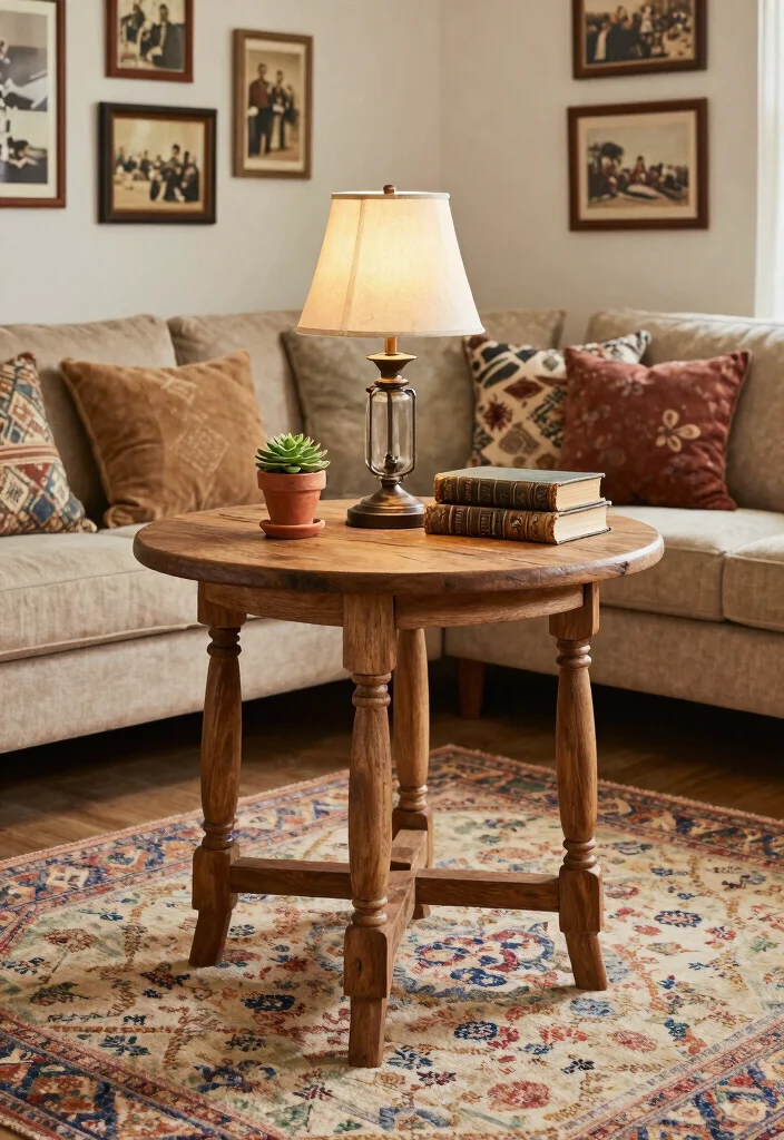 15 Sofa Corner Table Living Room Ideas for Smart Small Spaces - 1. Vintage Charm with a Twist 1