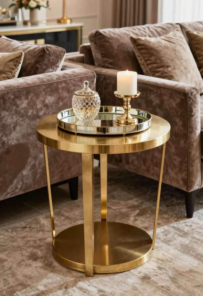 15 Sofa Corner Table Living Room Ideas for Smart Small Spaces - 15. Glamorous Touch 1