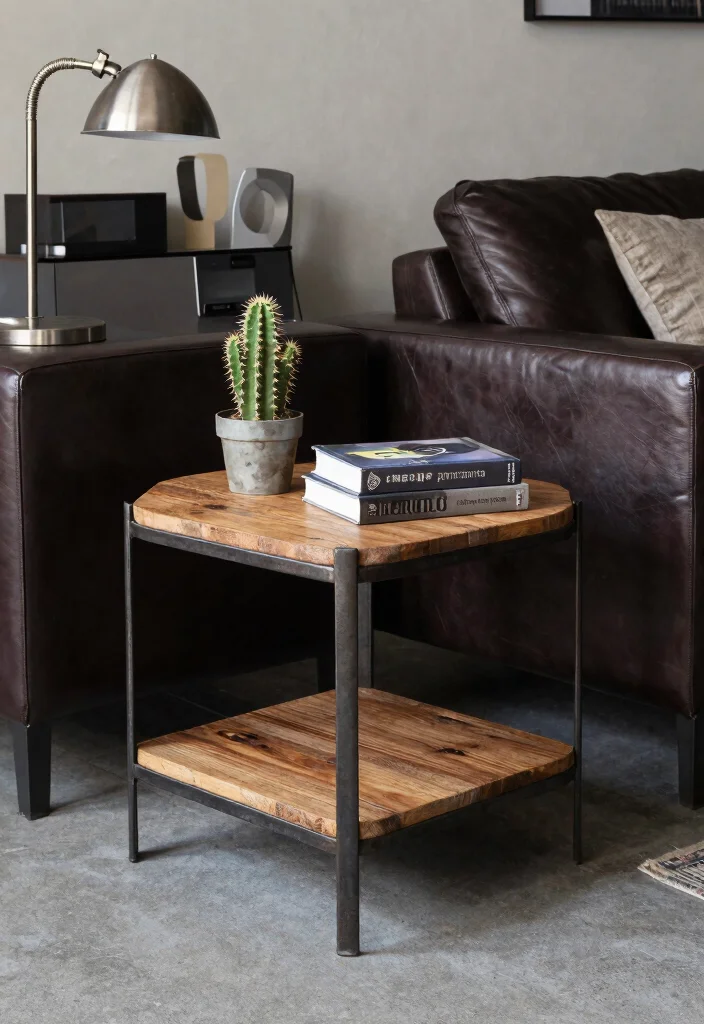 15 Sofa Corner Table Living Room Ideas for Smart Small Spaces - 8. Industrial Chic 1