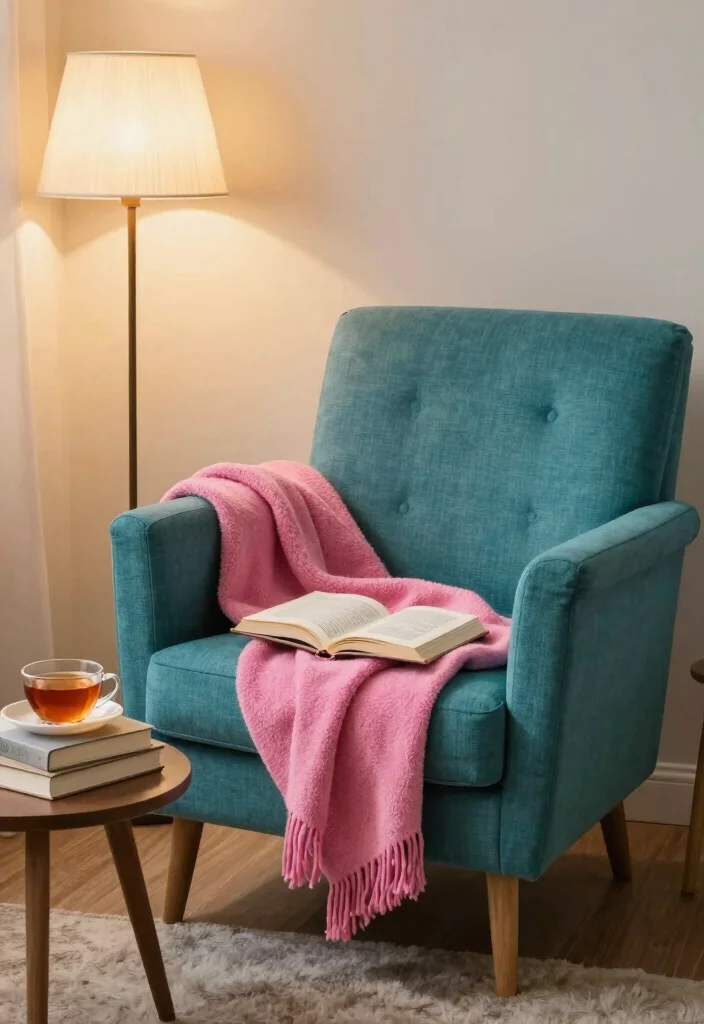 15 Teal and Pink Bedroom Ideas: Playful Bold Contrast - 14. Cozy Reading Nook 1