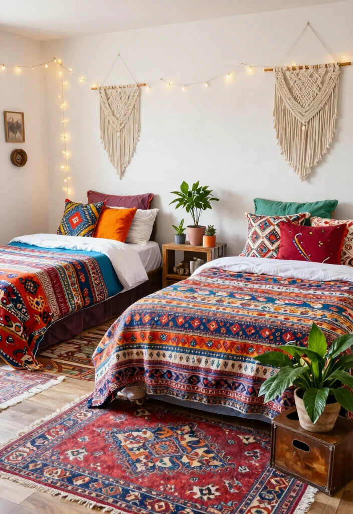 15 Twin Bedroom Ideas for Adults: Stylish Shared Spaces - 2. Bohemian Chic 1