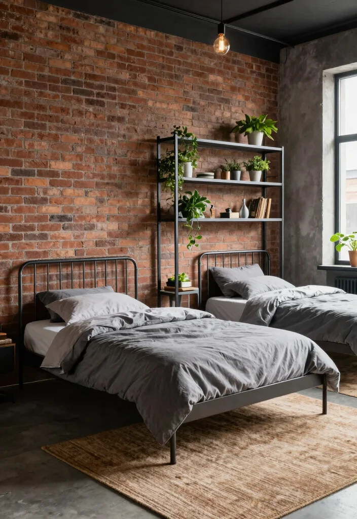 15 Twin Bedroom Ideas for Adults: Stylish Shared Spaces - 3. Modern Industrial 1
