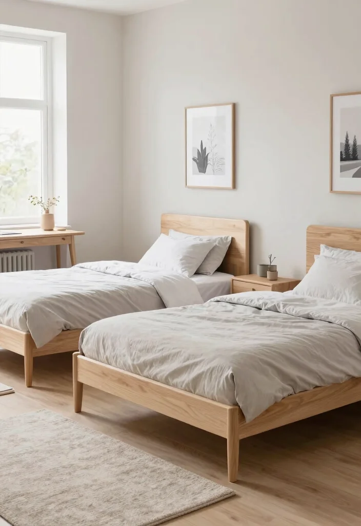 15 Twin Bedroom Ideas for Adults: Stylish Shared Spaces - 4. Scandinavian Serenity 1