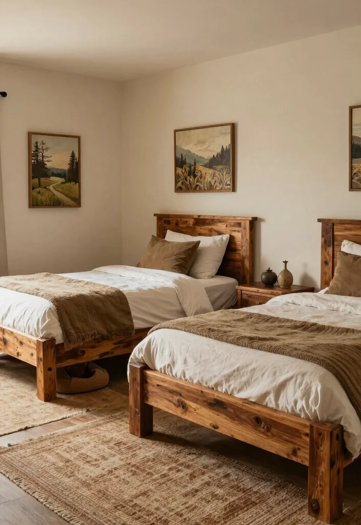 15 Twin Bedroom Ideas for Adults: Stylish Shared Spaces - 7. Rustic Retreat 1