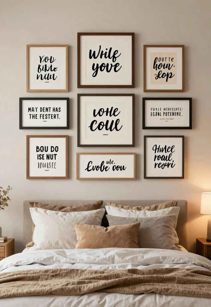 16 Bedroom Pictures Above Bed Ideas: Balanced Wall Decor - 10. Inspirational Quotes 1