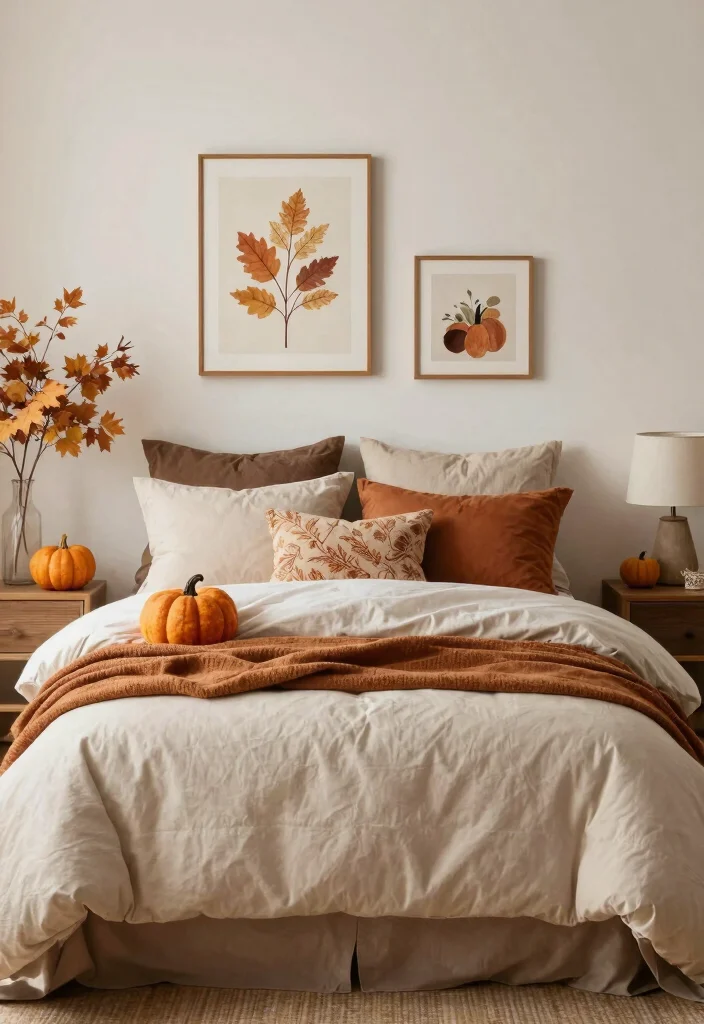 16 Bedroom Pictures Above Bed Ideas: Balanced Wall Decor - 16. Themed Seasonal Decor 1