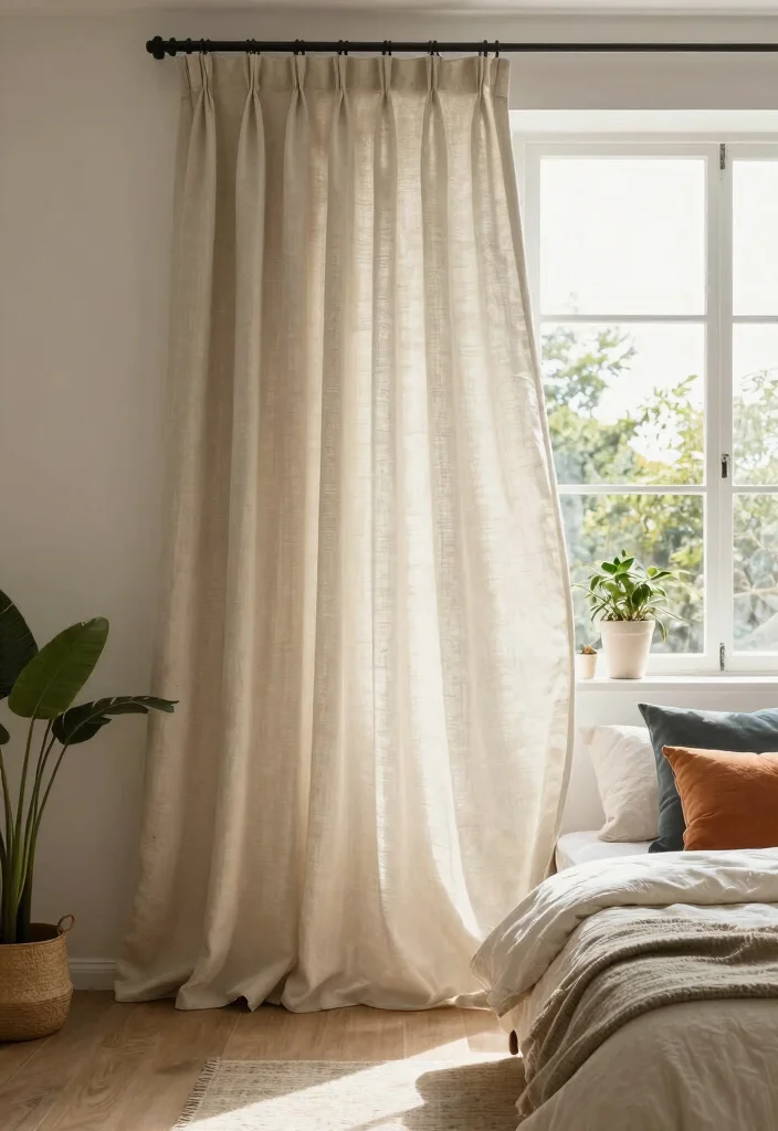 16 Bedroom Window Treatments Ideas: Functional and Stylish - 1. Organic Cotton Curtains 1
