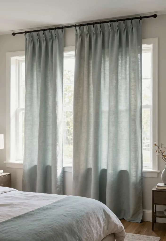 16 Bedroom Window Treatments Ideas: Functional and Stylish - 15. Customizable Fabric Panels 1