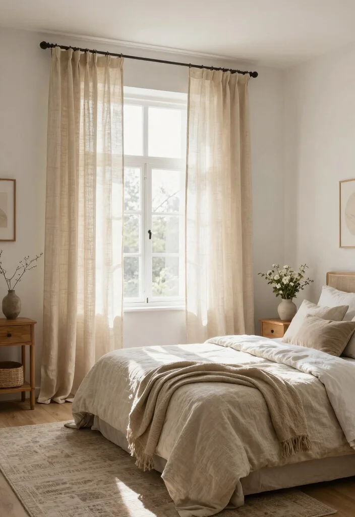 16 Bedroom Window Treatments Ideas: Functional and Stylish - 3. Hemp Fabric Curtains 1