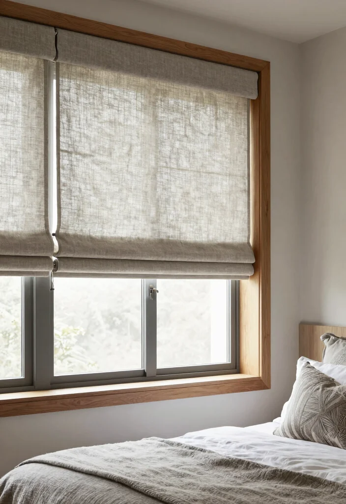 16 Bedroom Window Treatments Ideas: Functional and Stylish - 5. Linen Roller Shades 1