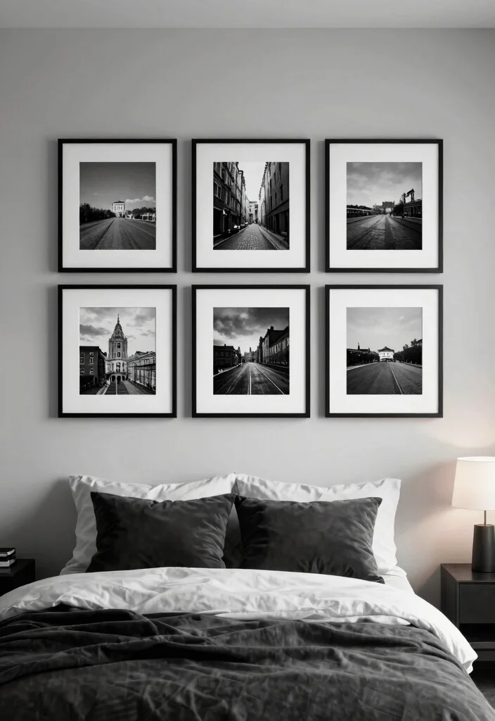 16 Black and White Themed Bedroom Ideas: Timeless Chic - 10. Black and White Photography 1